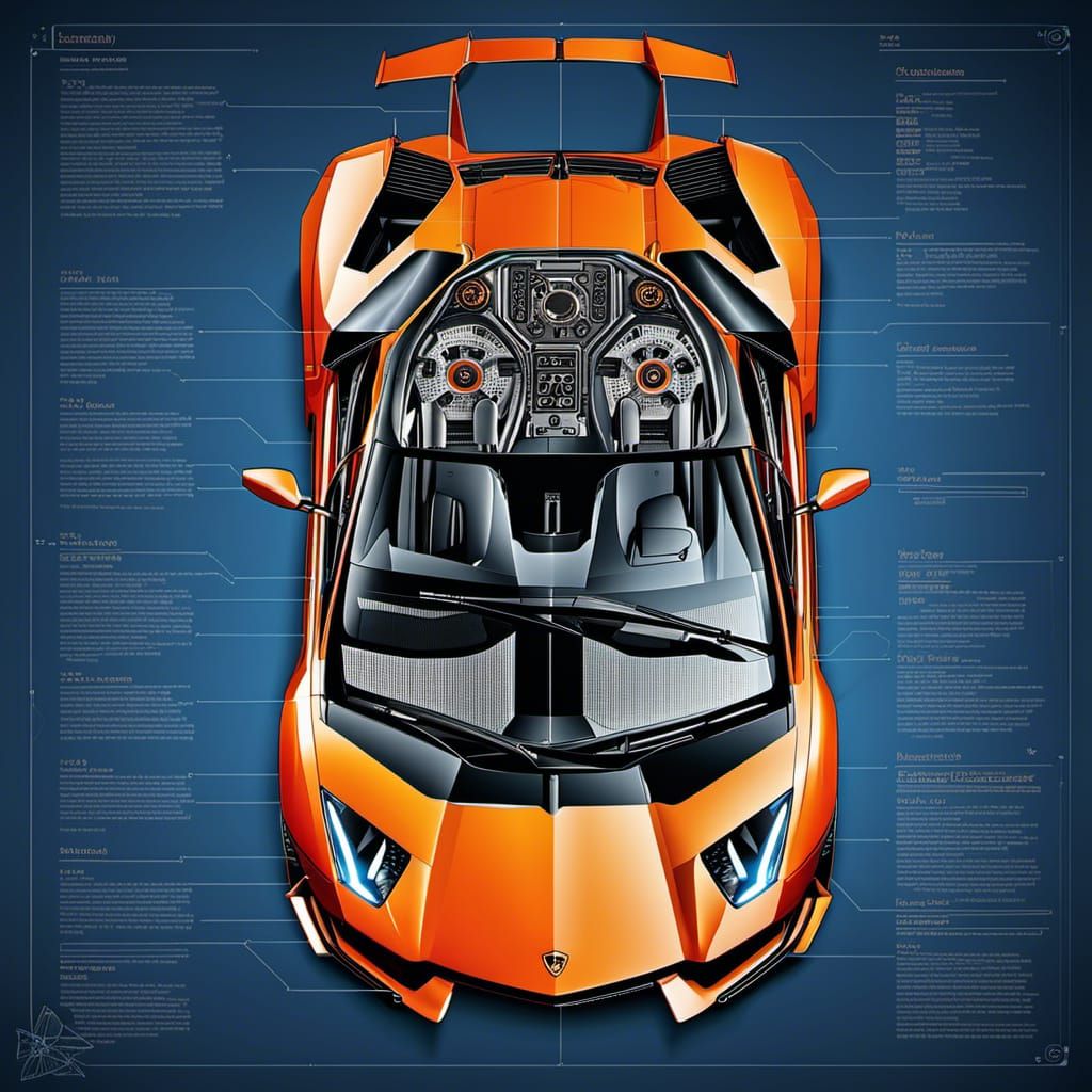 Lamborghini Aventador SVJ63 blueprint bird eye view 