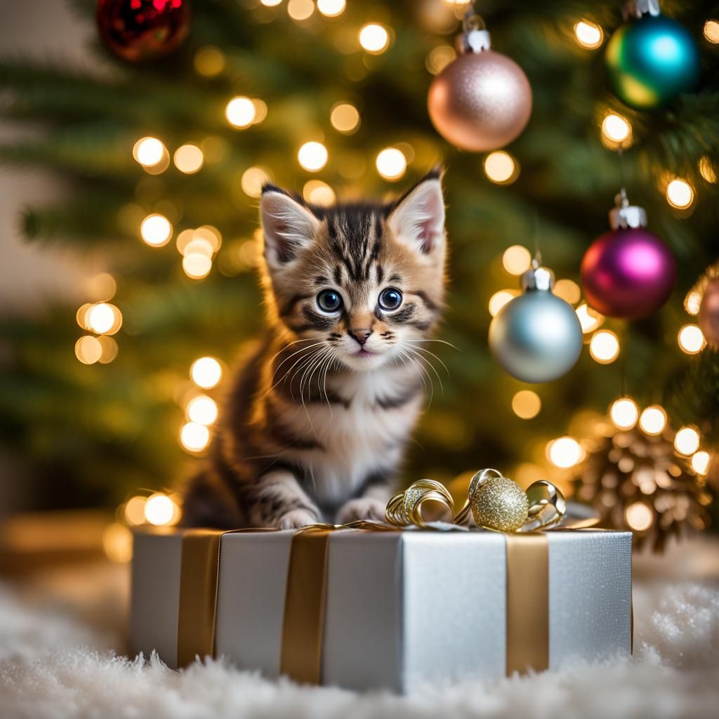 Christmas Kitten - AI Generated Artwork - NightCafe Creator