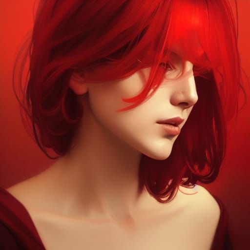 A woman in red