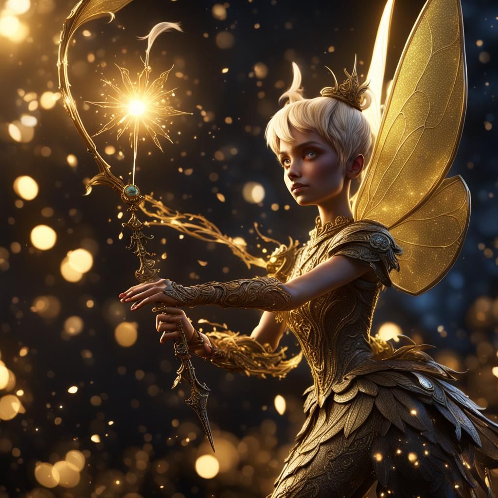 tinkerbell  sparkle gold in the night