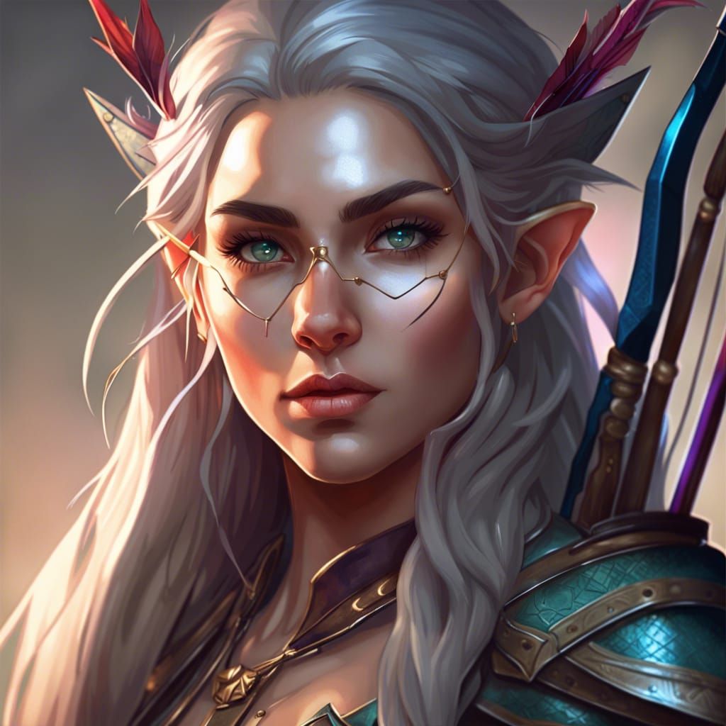 Beautiful elf girl with a bow and arrow