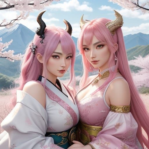 Manga-Inspired Dragon Couple in Elegant Attire