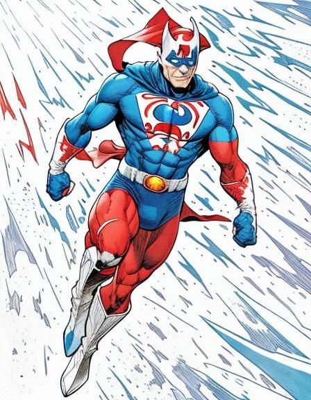 superhero wearing red, white and blue costume