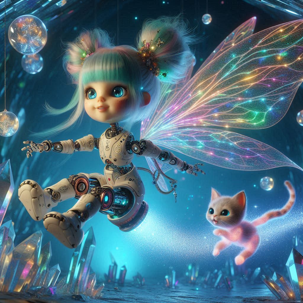 flying through space with a cyber-kitty!