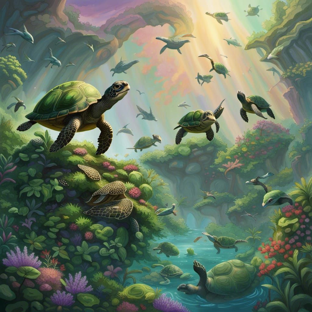 Turtles all the way down y'all - AI Generated Artwork - NightCafe Creator