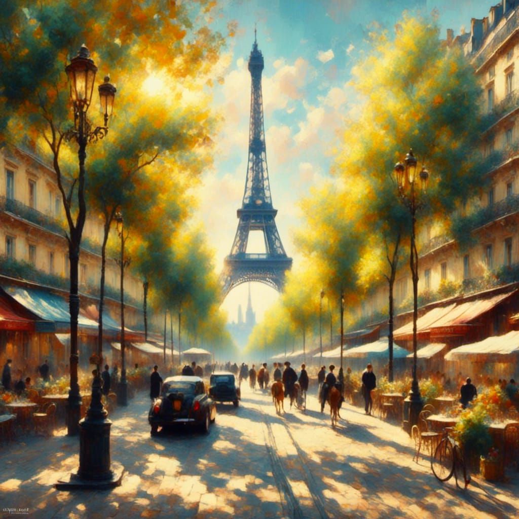 <lora:RomanticismOilXL:1.2> Paris sunny day view from the street 