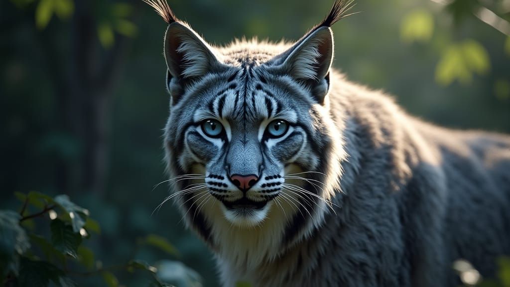 A portrait of magnificent Grey white Lynx 