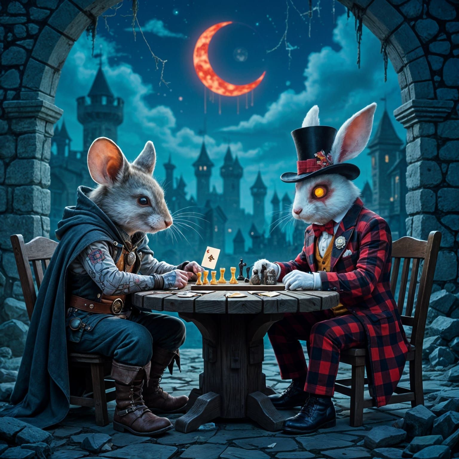 A highly detailed anthropomorphic mouse in shabby clothes, a gray cloak on his back and head, boots on ...  by @Zhopen