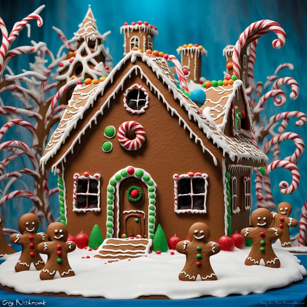 Gingerbread house, evolved - AI Generated Artwork - NightCafe Creator