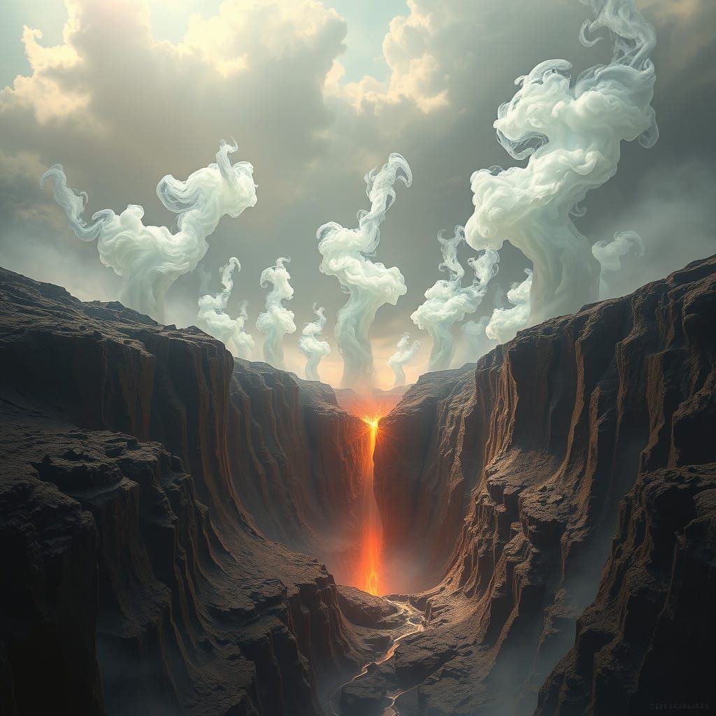 Ancient Fissure Unleashes Vapor Beings in Cosmic D... - AI Art