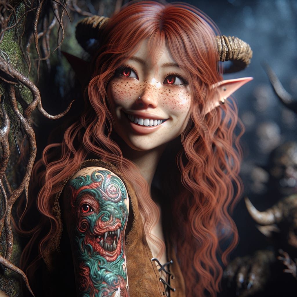 Smiling Demon: Japanese Woman in Gothic Swamp