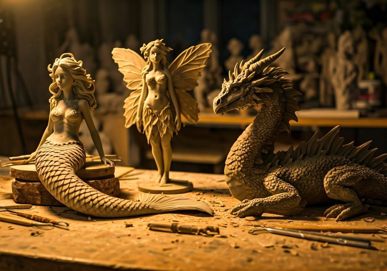 mythical clay sculptures.  by @Phoebe
