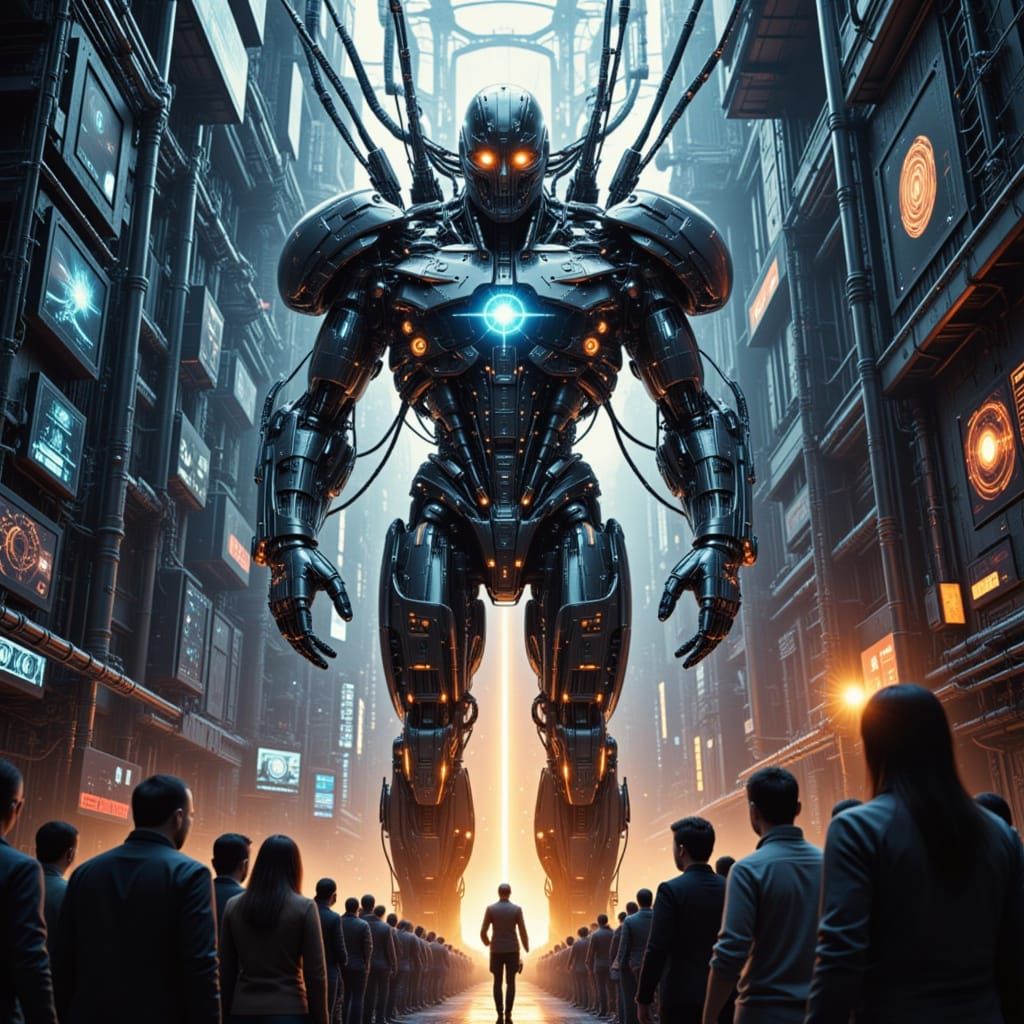 A massive biomechanical Logo text: "D3Ddroid2" commanding attention in the center of the room. <lora:D3Ddroid2:1.0>