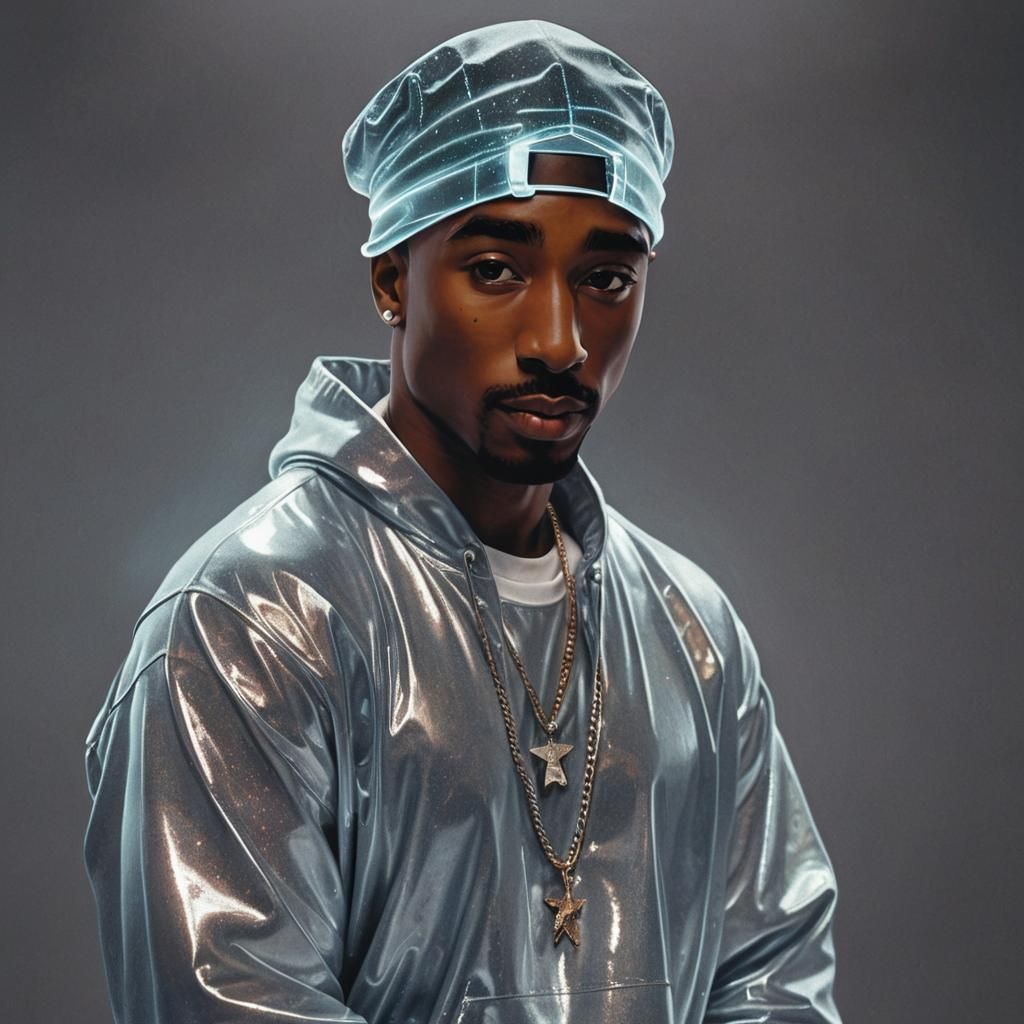 Tupac with a Hologram Hat - AI Generated Artwork - NightCafe Creator