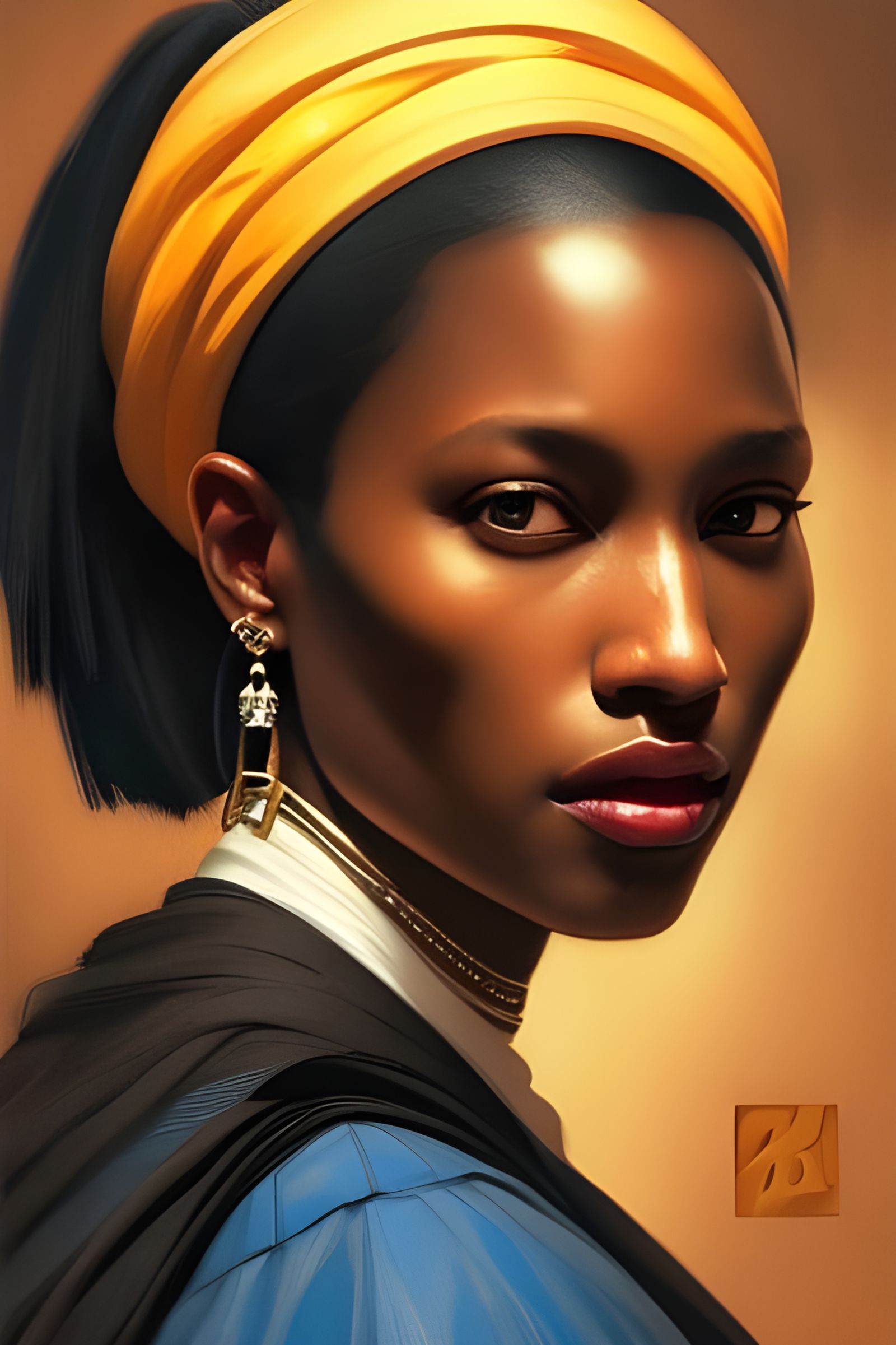 Black girl with a pearl earring  by @DeeB