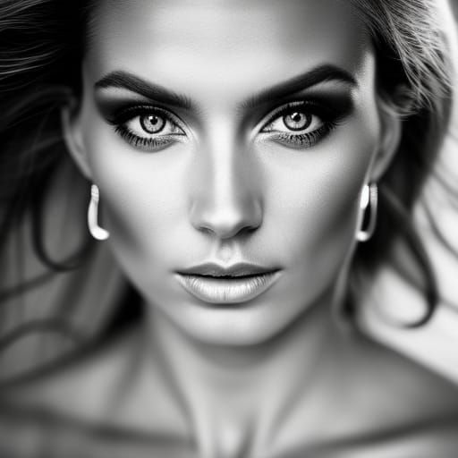 beautiful Woman, b&w portrait, photo realistic - AI Generated Artwork ...