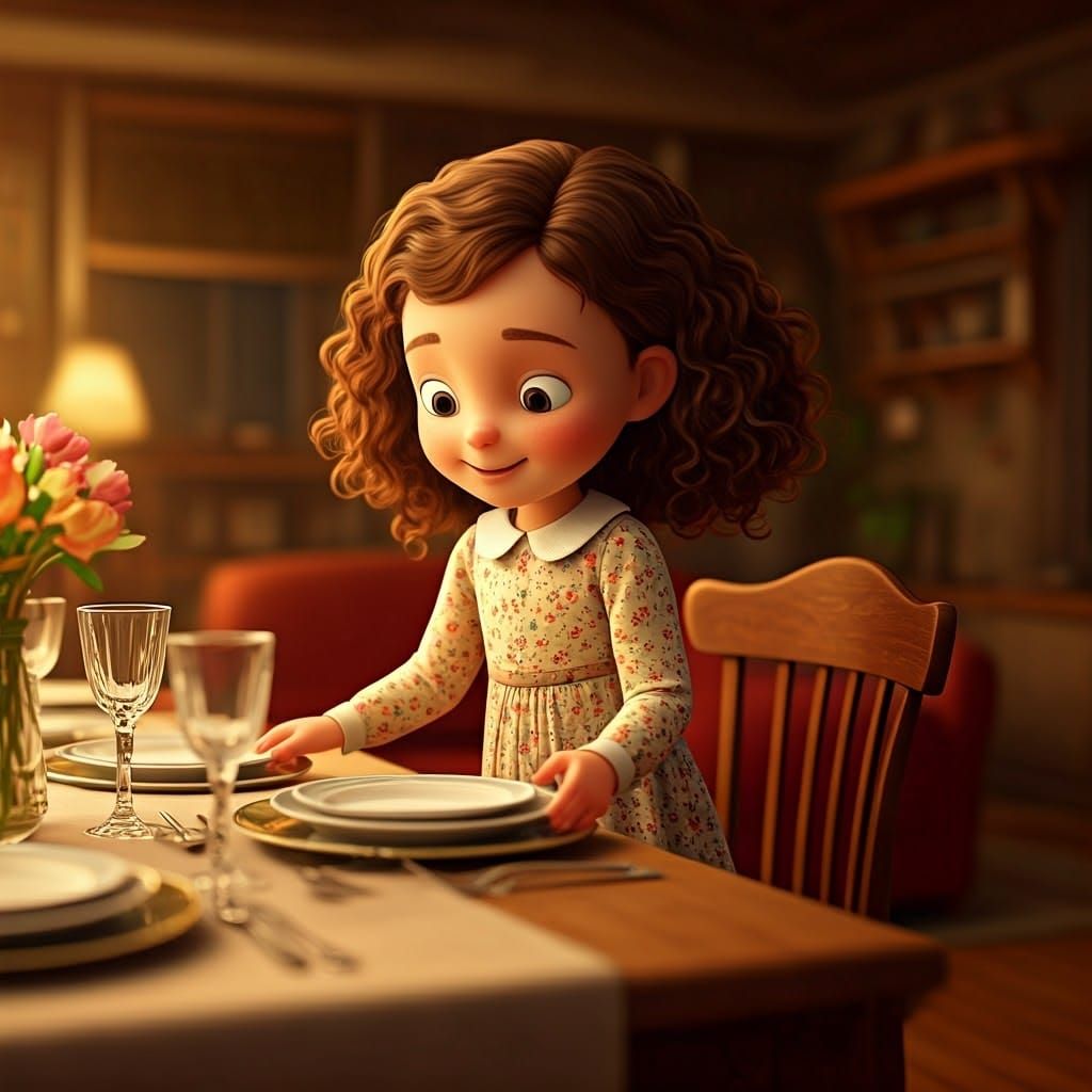 Whimsical Shabbat Celebration Scene