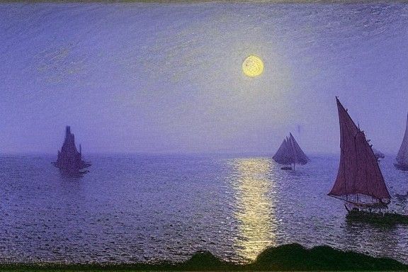 the moon over the ocean
