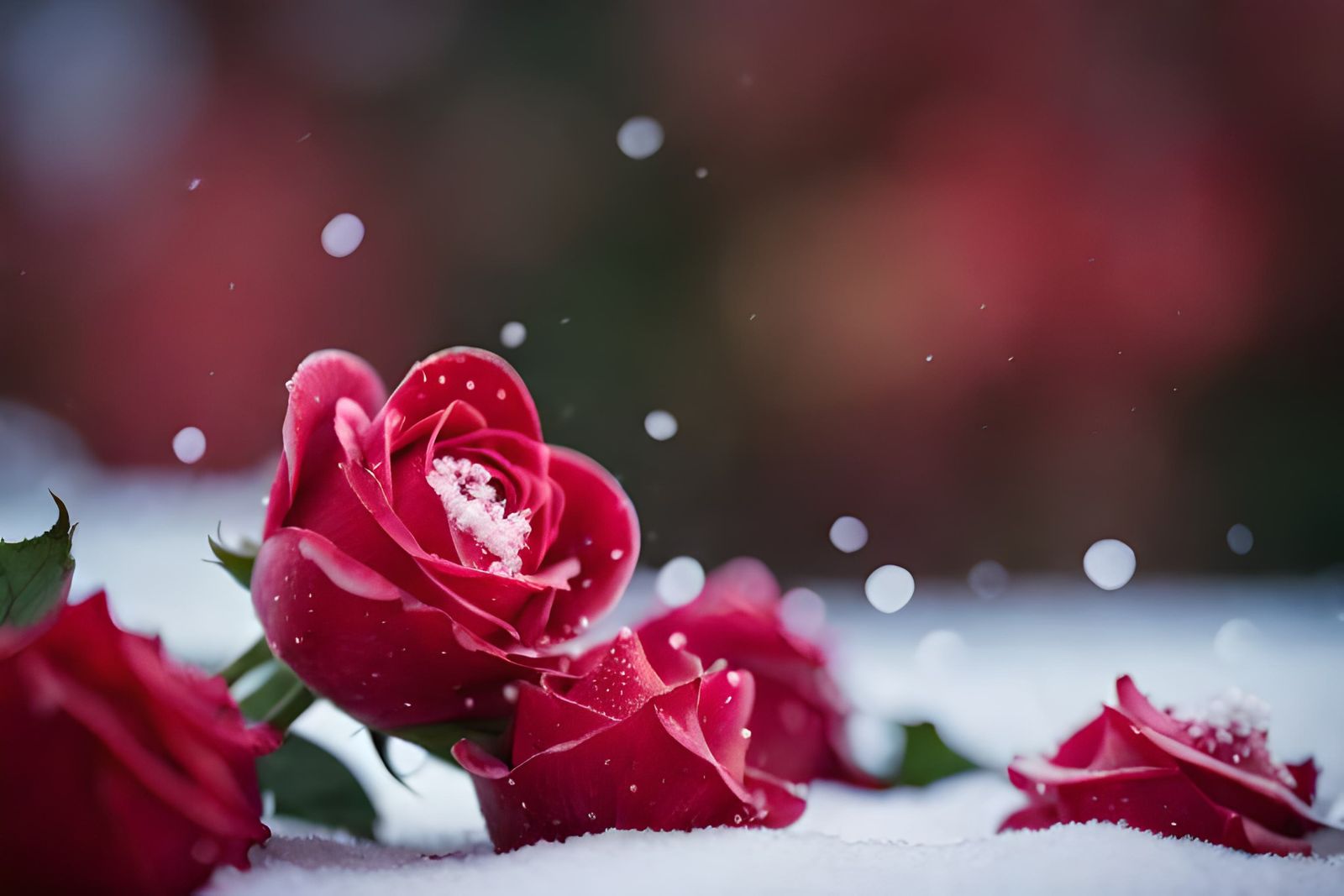 Roses in the snow