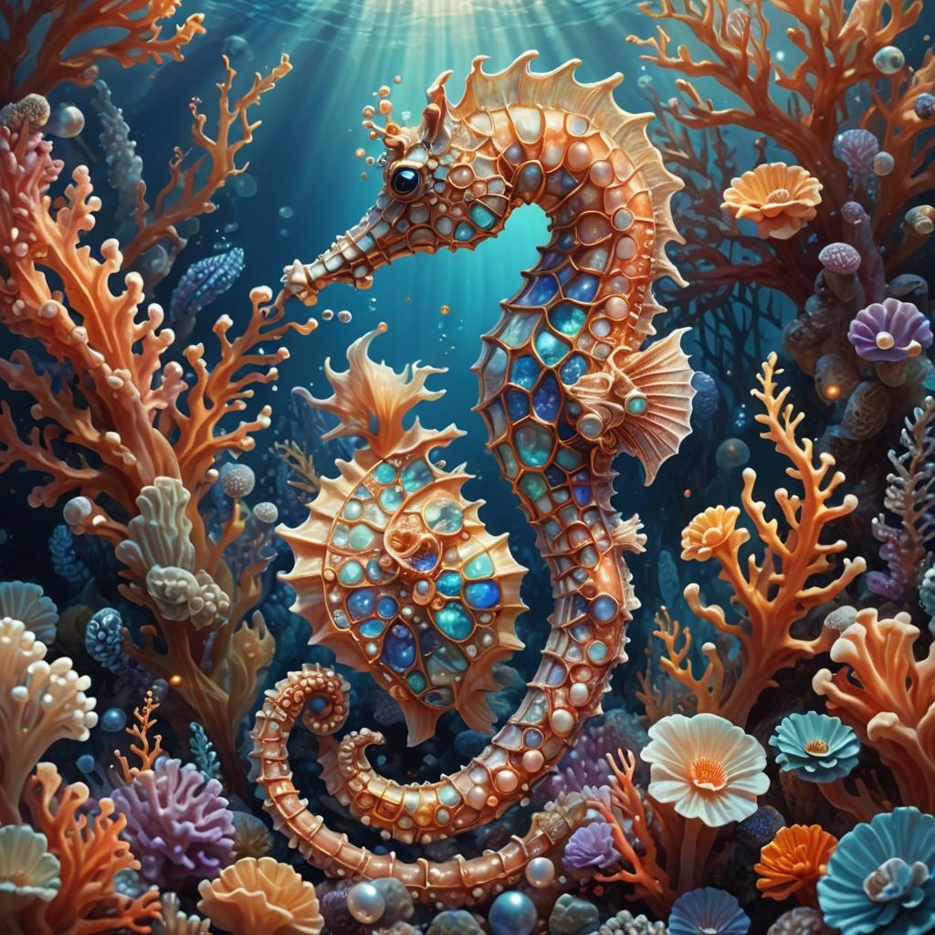 seahorse made of pearls  by @CFB