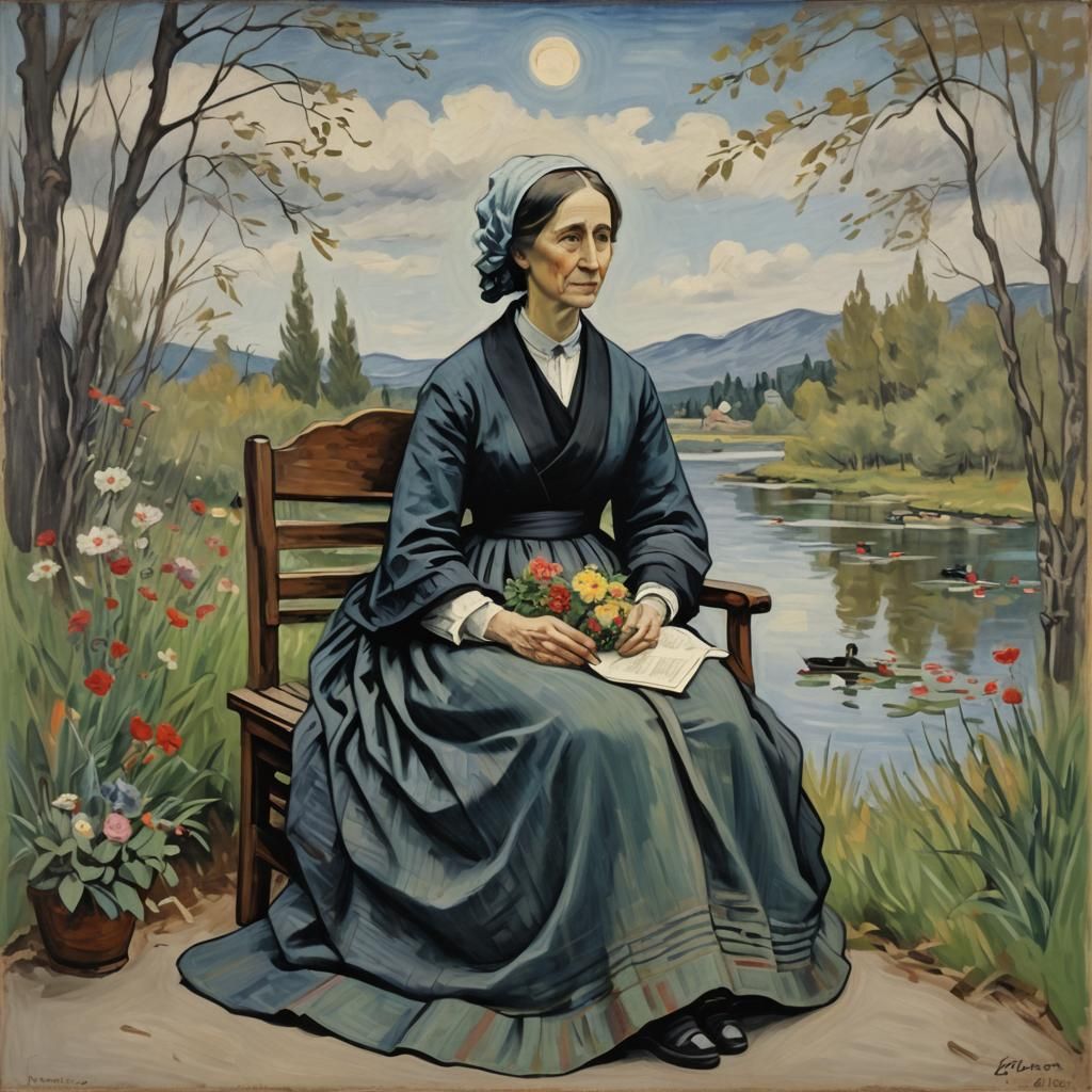 Whistler's Mother in the style of Monet