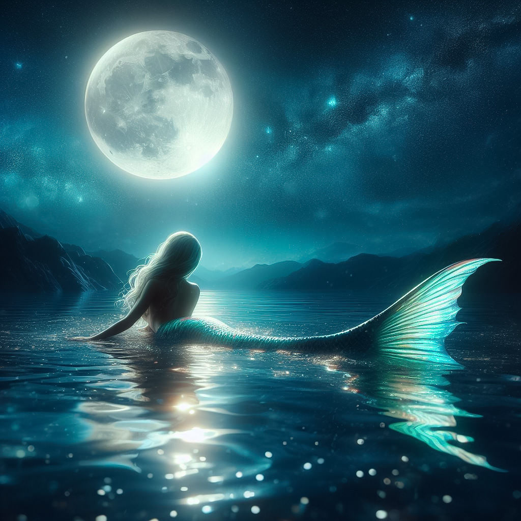 Moon Enchanted Mermaid - AI Generated Artwork - NightCafe Creator