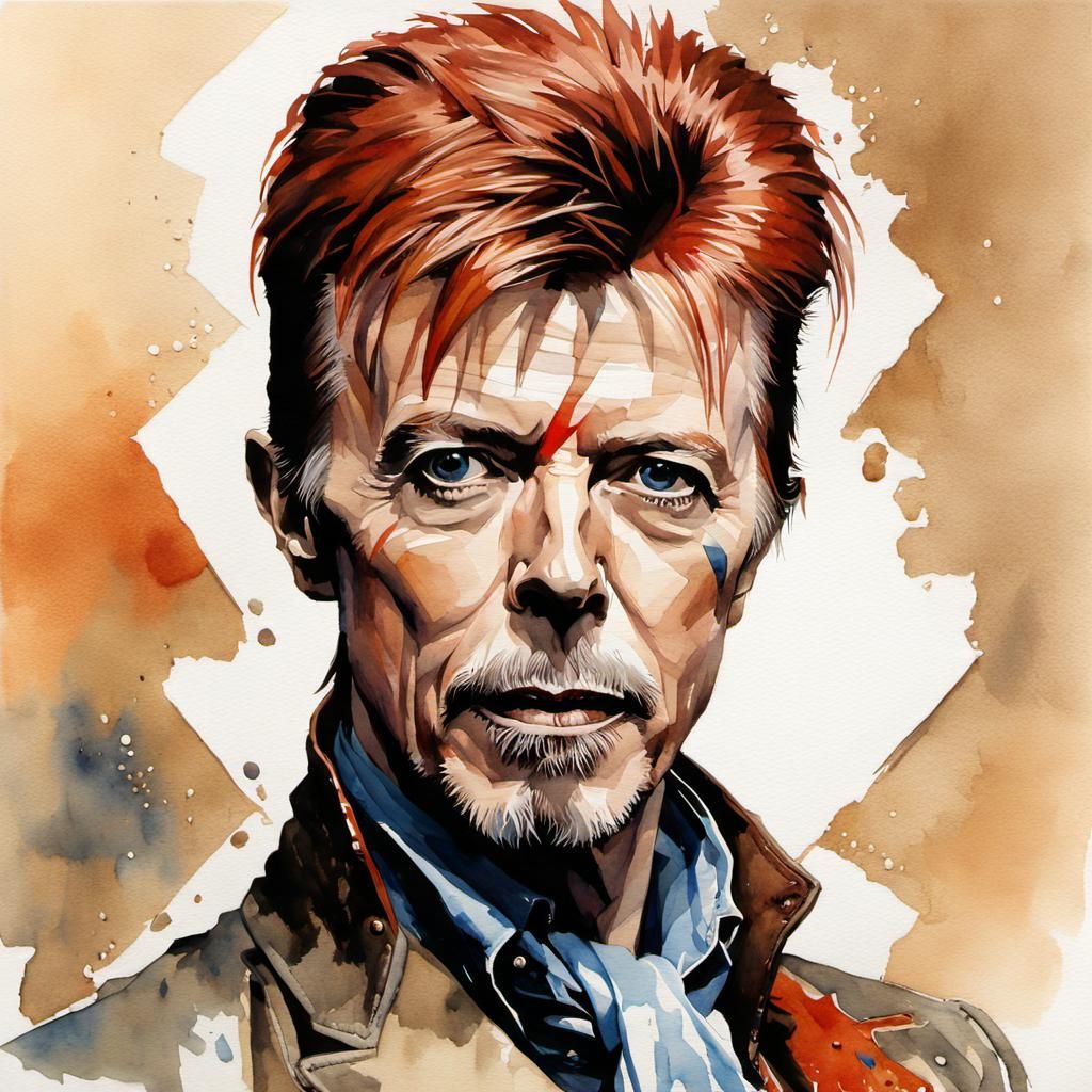 Watercolor portrait: David Bowie - AI Generated Artwork - NightCafe Creator