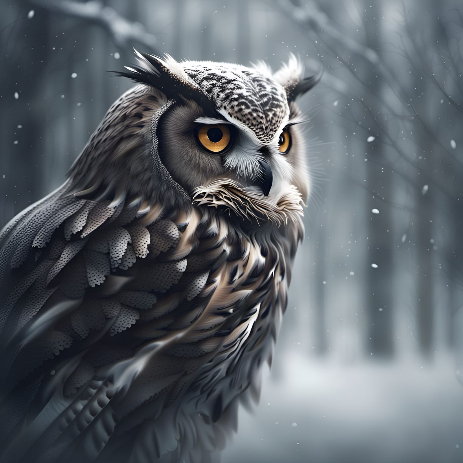 Owl under the snow - AI Generated Artwork - NightCafe Creator