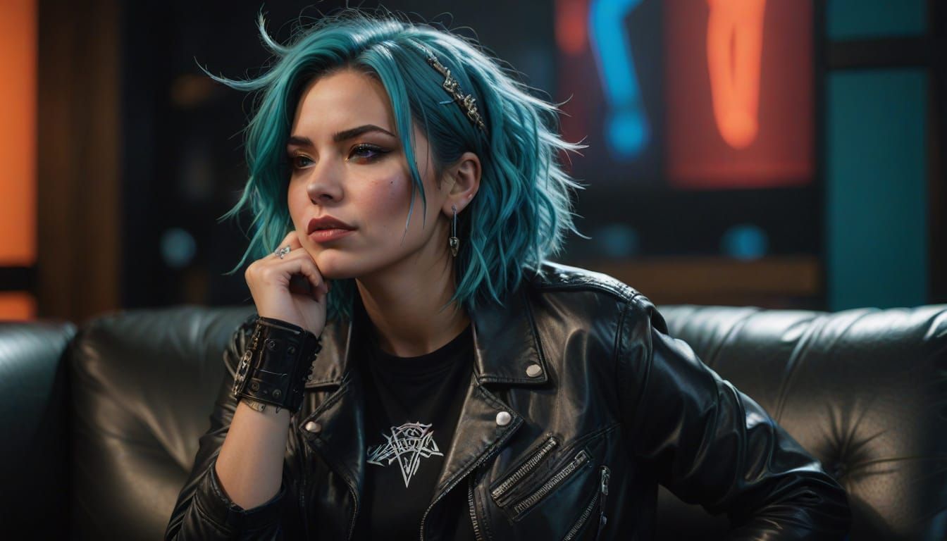 Hyperrealistic Cyberpunk Goddess in Leather