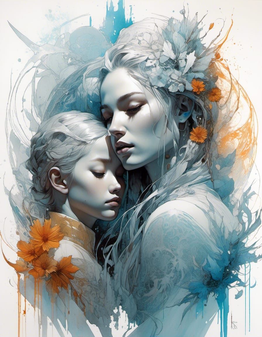 <lora:SketchyV2:1.0> mother and daughter