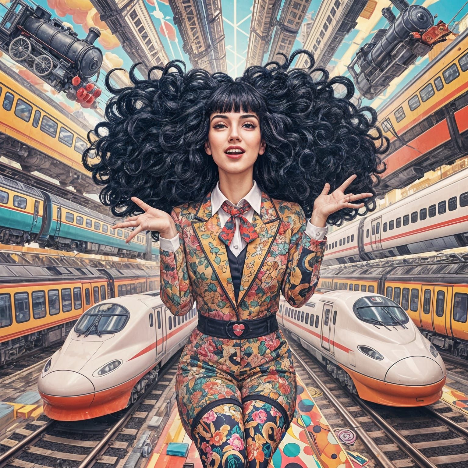 Emoji Composition with Train and Hearts