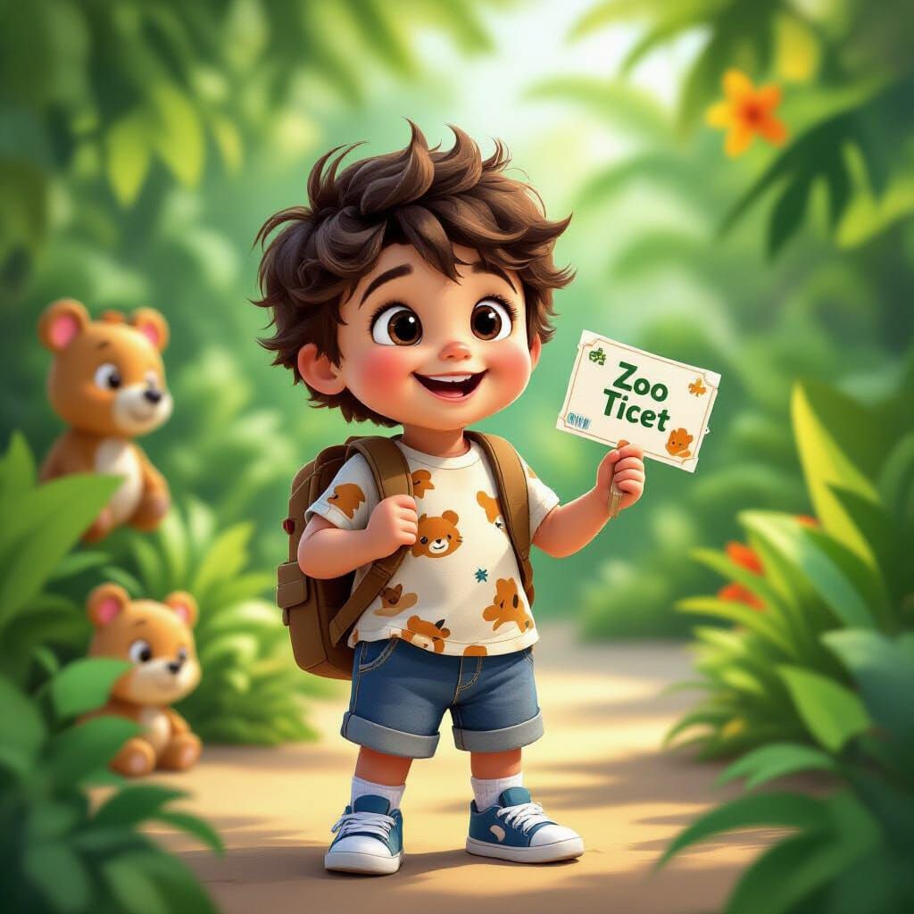 Joyful Child at Zoo in Pixar-Style 3D Render