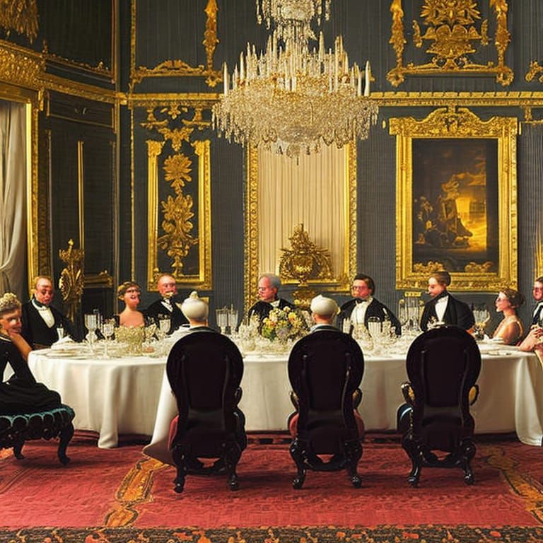 People having dinner in an aristocratic home - AI Generated Artwork ...