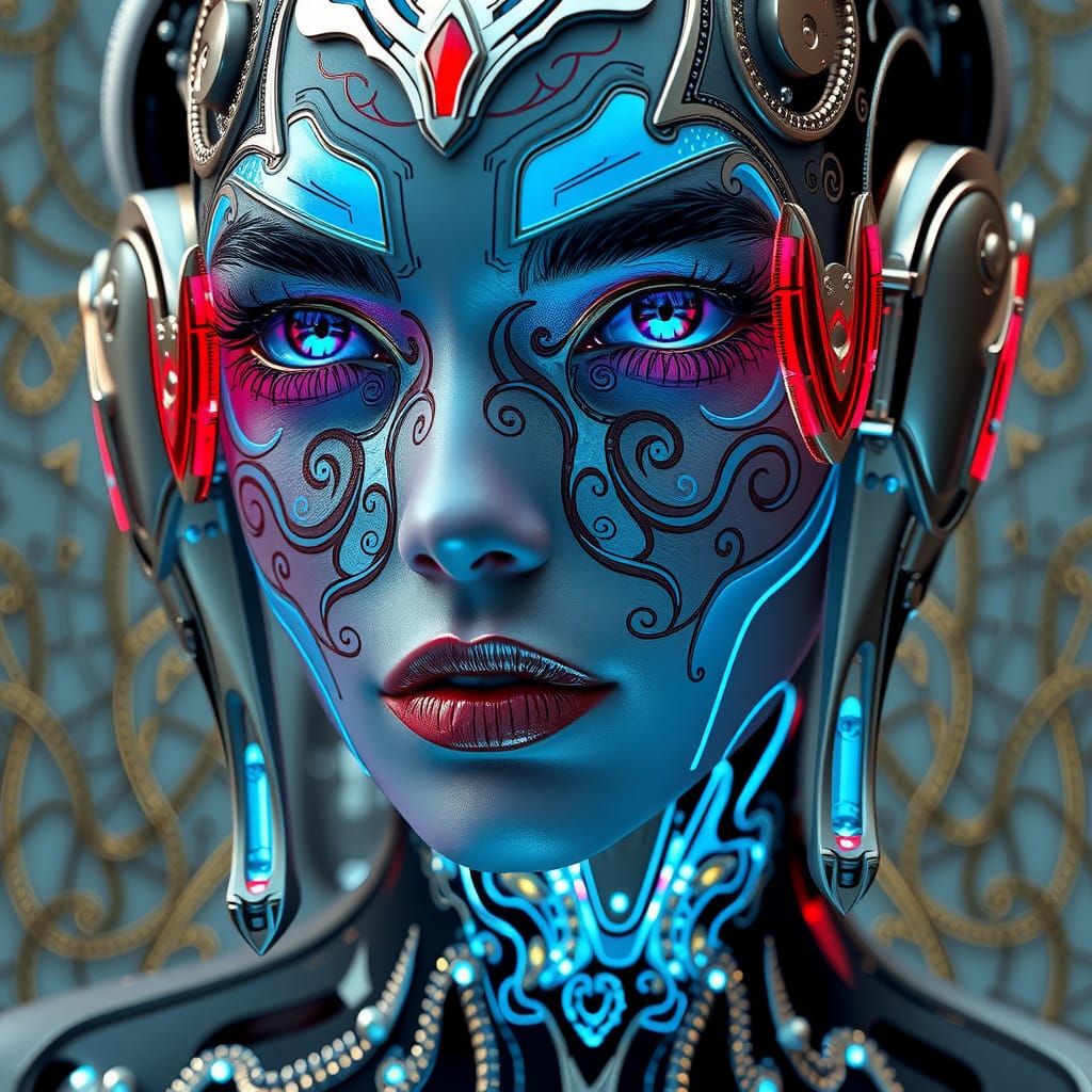 beautiful cyborg woman