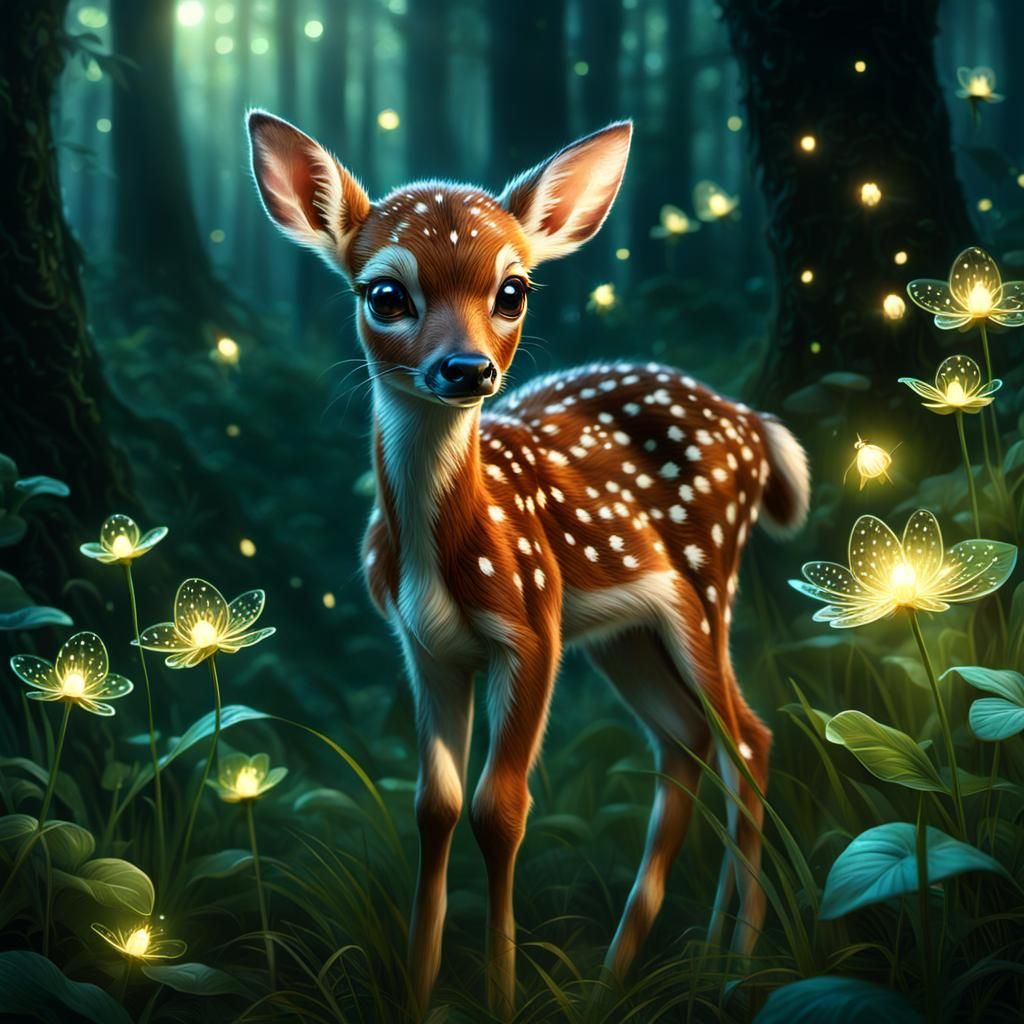 Adorable fawn in a magical forest  by @That cinema teacher