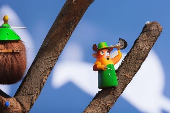 A Lumberjack Mite Chopping Down A Giant Strand of Hair in a ...