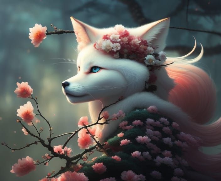 Kitsune Spirit in Dreamlike Fantasy Art