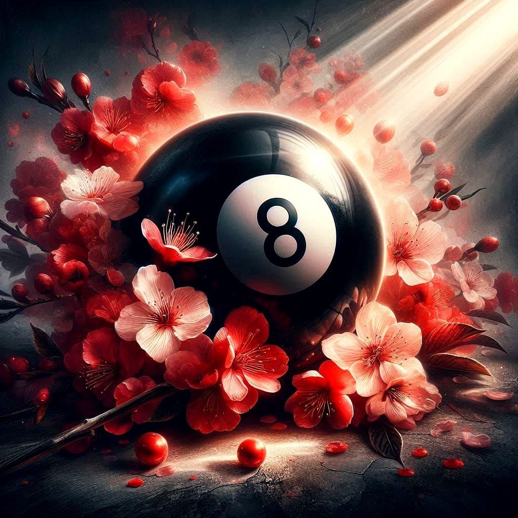 8 ball and blossoms