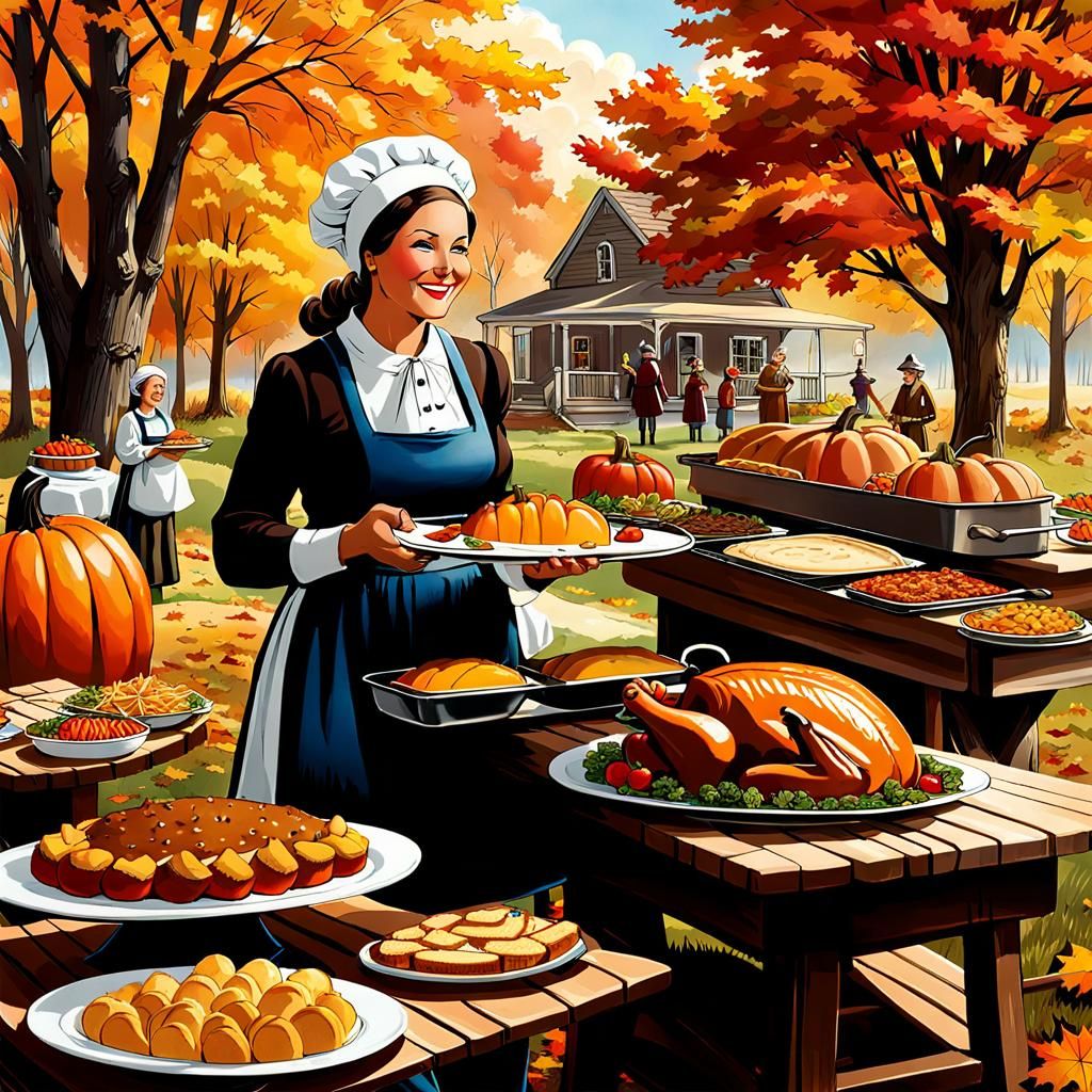 Thanksgiving Family Meal - AI Generated Artwork - NightCafe Creator