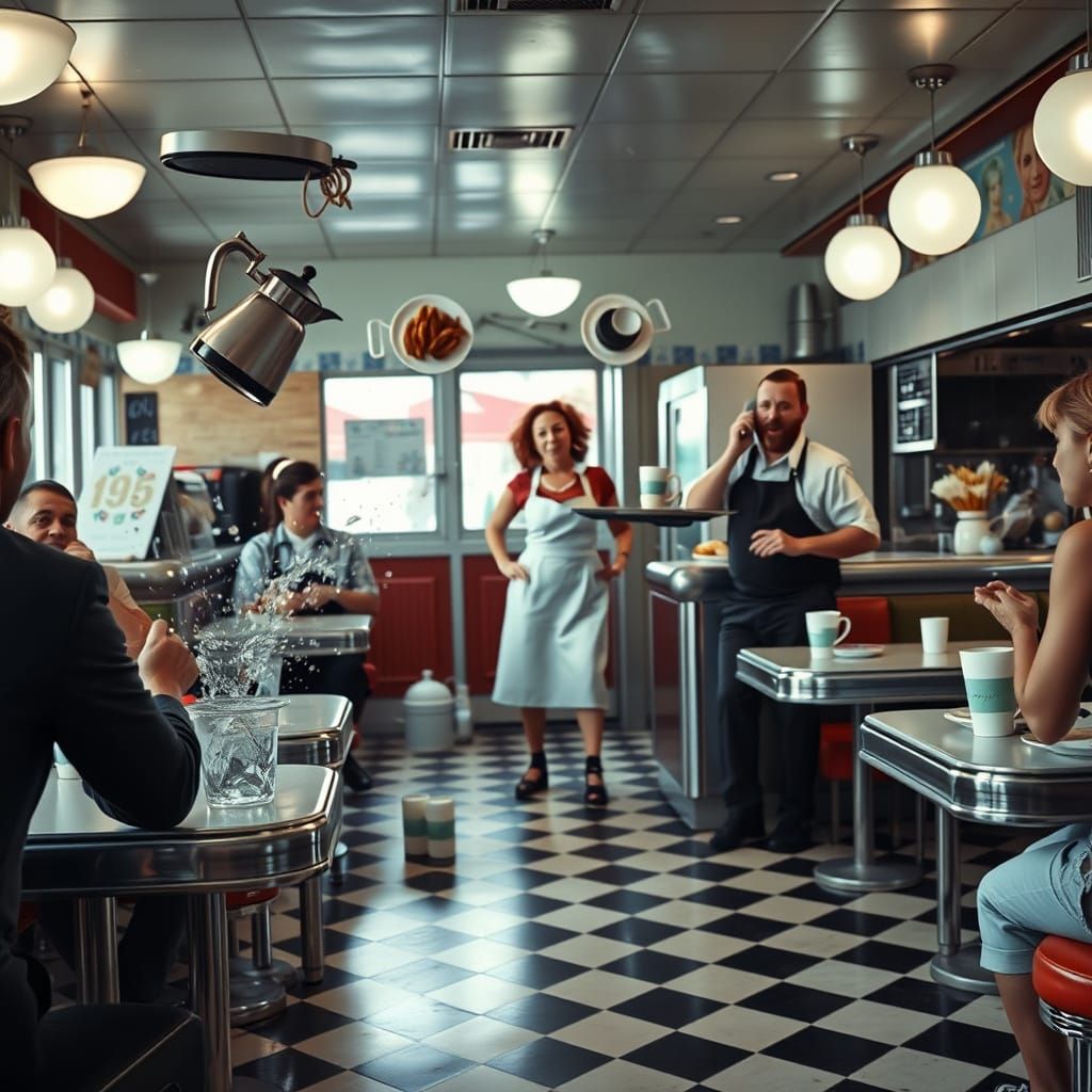 Frozen in Time: A 1950s Diner Scene in Nostalgic Photography...