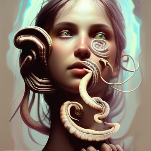 Xenamorph and fetus and all knowing eye