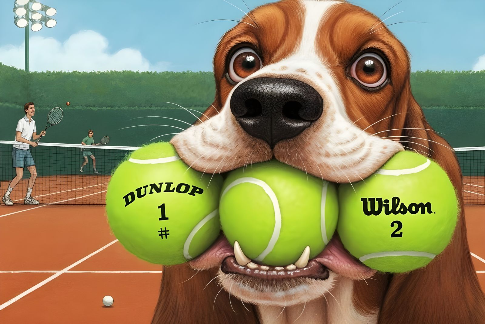 Happy basset hound tennis ball retriever  by @Gary Murakami