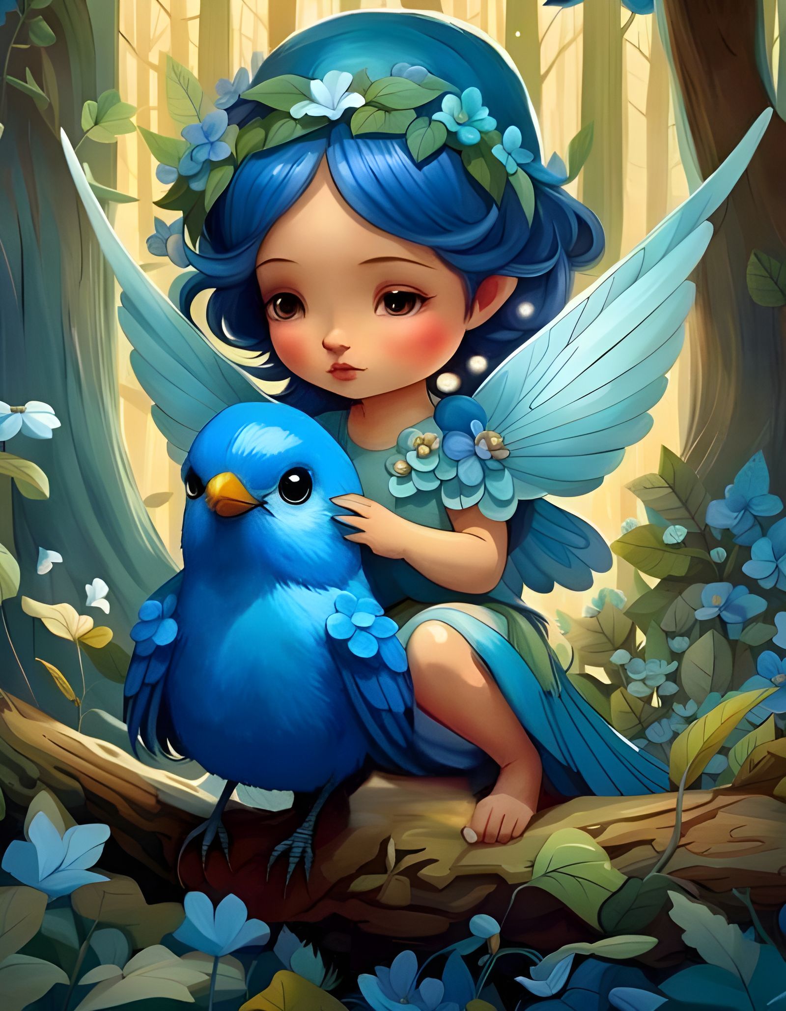 Blue bird fairy - AI Generated Artwork - NightCafe Creator