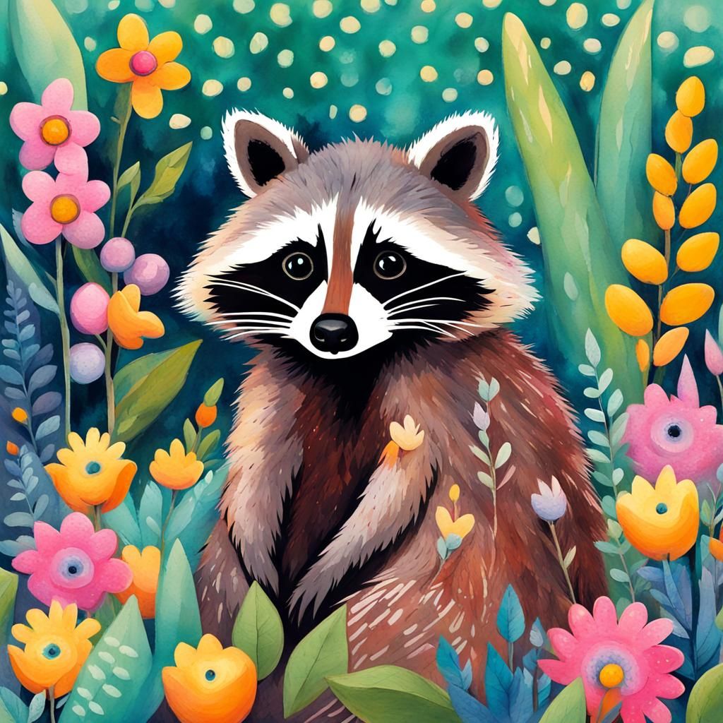 Spring Racoon - AI Generated Artwork - NightCafe Creator