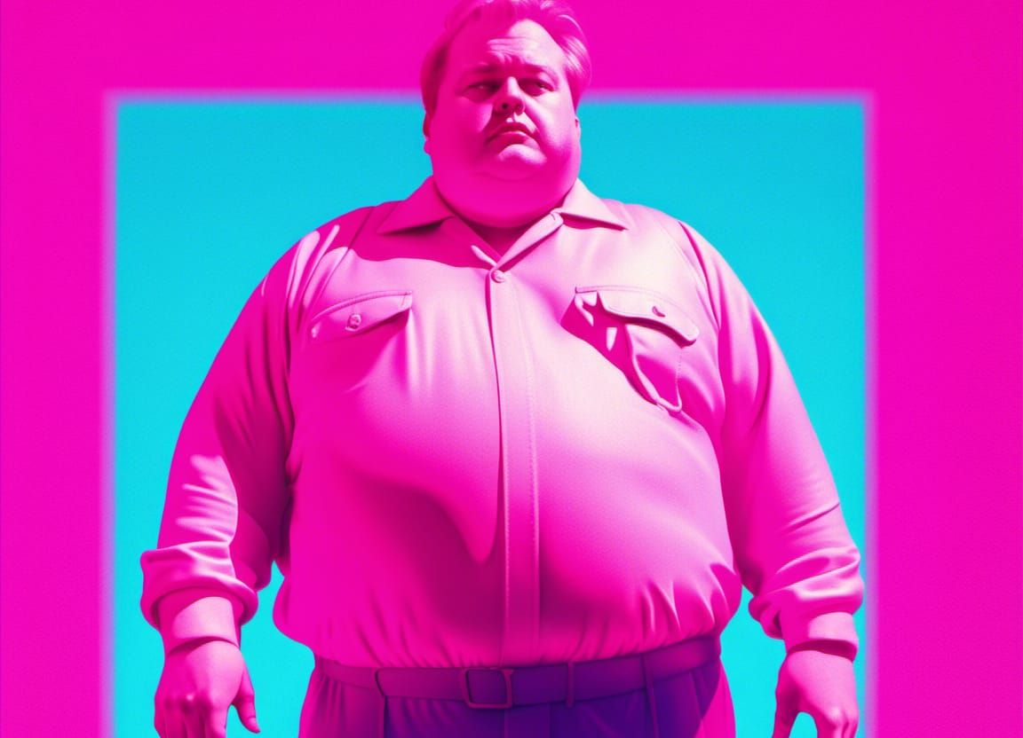 Vaporwave teleporting fat guy pink and blue aesthetic nostalgic film ...