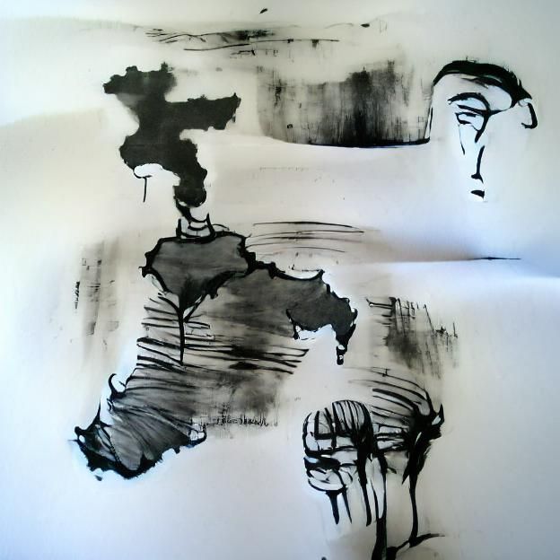 India ink on paper; Thoughts of the country