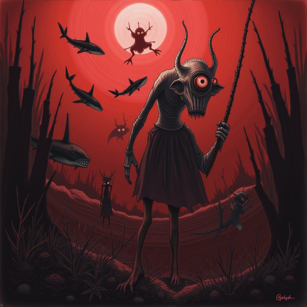 Monster fishing in red water