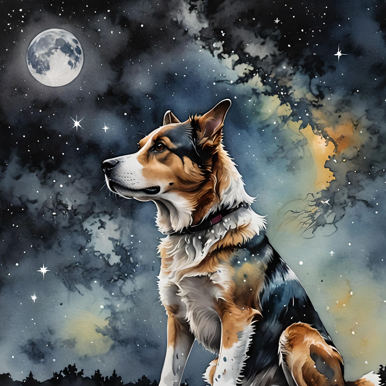 Dog in the moon shine