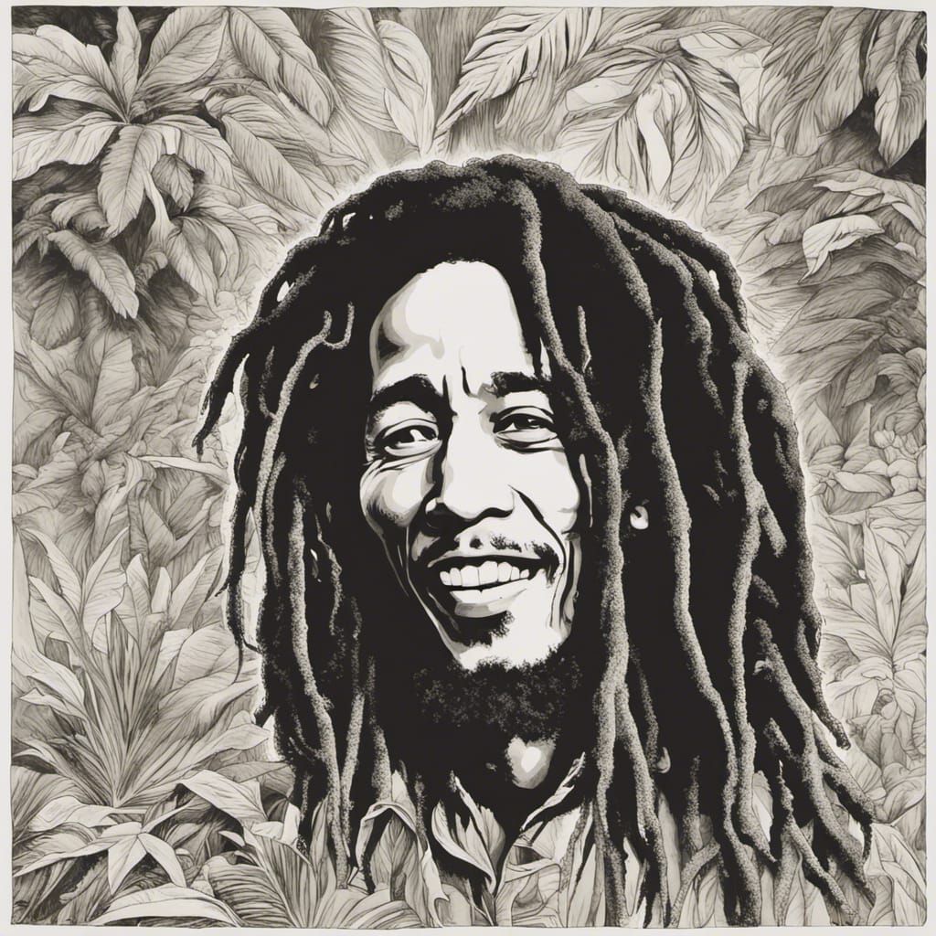 Bob Marley to be depicted in a lively and expressive cartoon style. P ...