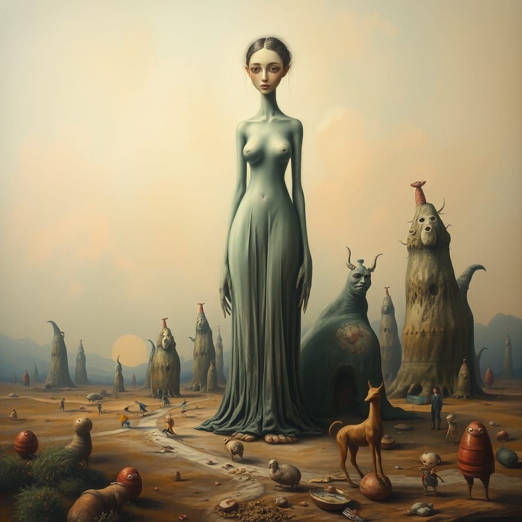 Dancing woman, moving creatures 